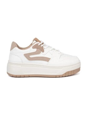 White and beige platform sneakers