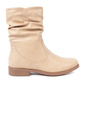 Comfortable Beige Ankle Boots with Ruching