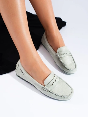 Suede Light Green Loafers