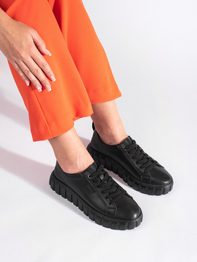 Black Leather Platform Loafers