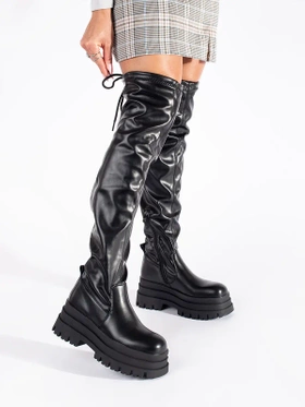 Black Over-the-Knee Platform Boots