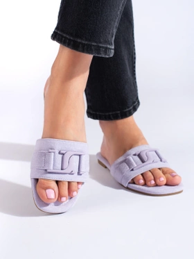 Purple Suede Slide Sandals