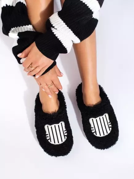 Cozy Black Fur Slippers