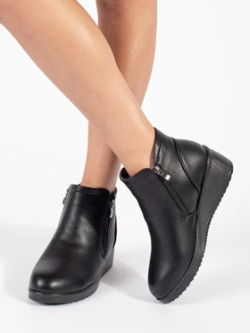 Cozy Black Wedge Ankle Boots