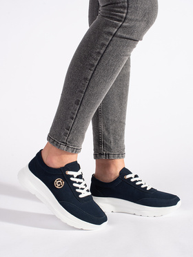 Navy Leather Platform Sneakers