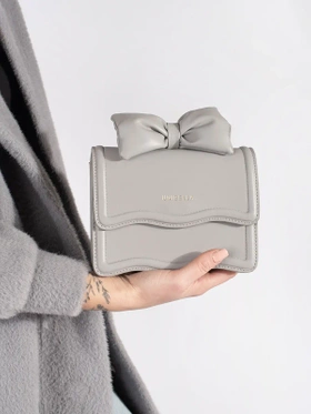 Charming Small Gray Bow Accent Bag