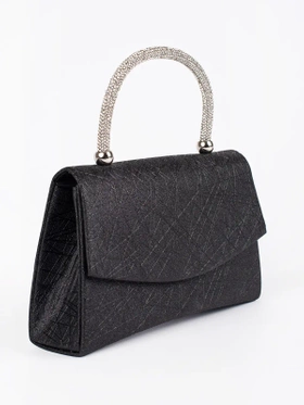 Chic Black Mini Bag with Silver Handle