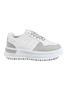 Women's high platform sneakers in white and gray