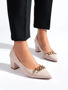 Pointed Toe Pumps with Chain Detail