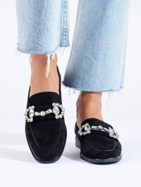 Chic Black Suede Loafers with Buckle