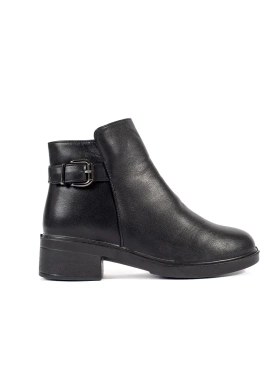 Black Ankle Boots with Decorative Buckle