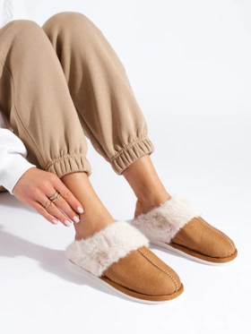 Cozy Camel Faux Fur Slippers