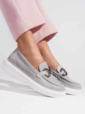 Charming Grey Lattice Loafers