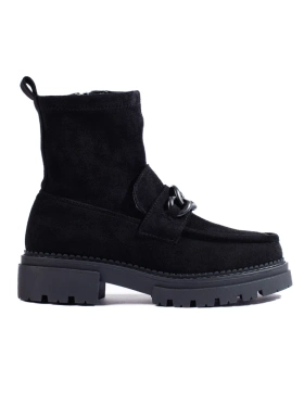 Smooth Black Platform Ankle Boots