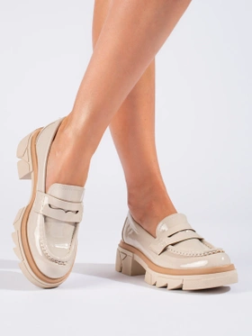 Classic Beige Platform Loafers