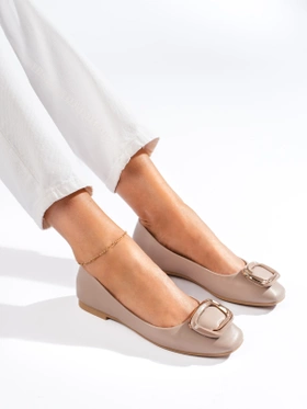 Chic Beige Square-Toe Ballet Flats