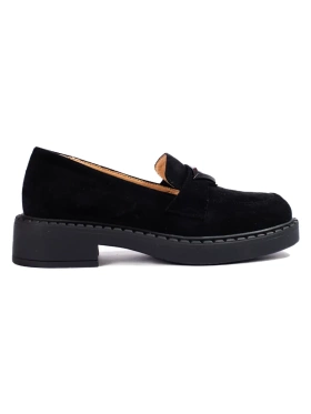 Black Suede Slip-On Loafers by Potocki