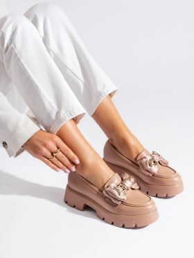 Beige Bow Loafers