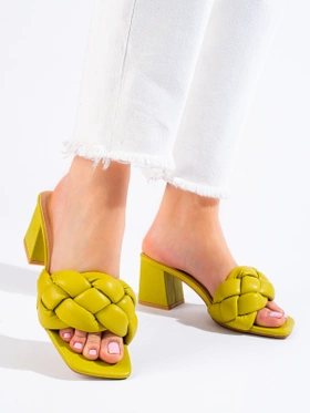 Green Heeled Slide Sandals