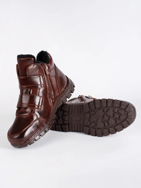 Warm and Cozy Brown Winter Boots with Velcro