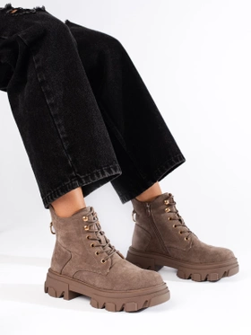 Suede Ankle Boots with Chunky Sole