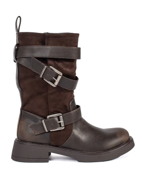 Chic Brown Ankle Boots with Buckle Details