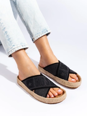 Big Star Black Espadrille Slides