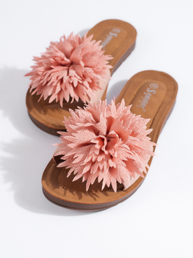 Pink Flower-Embellished Sandals