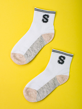 Children's Patterned White Socks