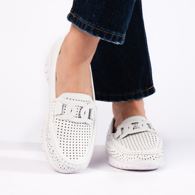 Lace Detail White Loafers