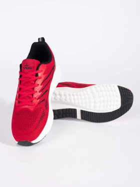 Vibrant Red Mesh Athletic Sneakers