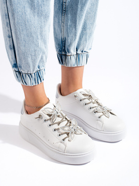 White Sneakers with Butterfly Accents