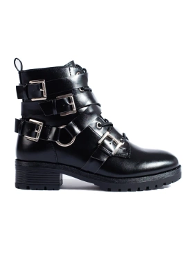 Black Boots with Decorative Straps