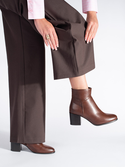 Sergio Leone Chunky Heel Ankle Boots in Brown