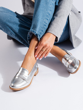 Silver Eco-Leather Loafers