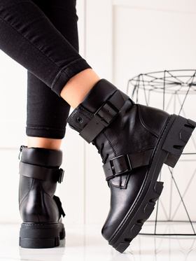 Women's ankle boots with black buckles