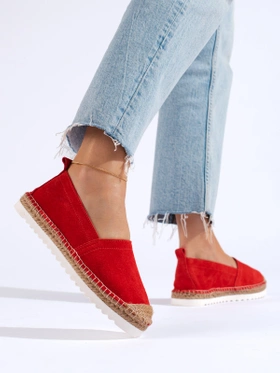 Red Leather Platform Espadrilles by T. Sokolski