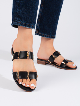 Chic Black Slip-On Sandals with Flat Soles