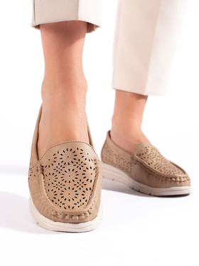 Dark Beige Lattice Loafers