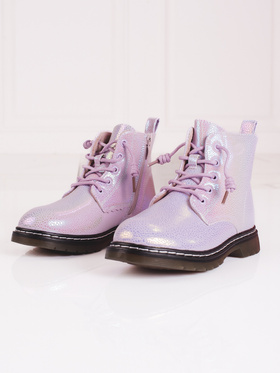 Shiny Pink Ankle Boots