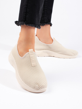 Beige Textile Sneakers