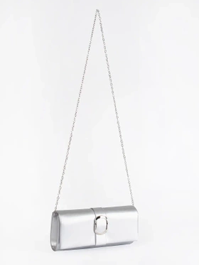 Chic Silver Mini Bag with a Shiny Buckle