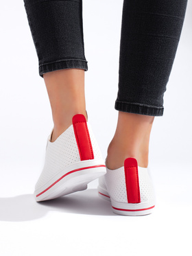 White Sneakers with Red Laces