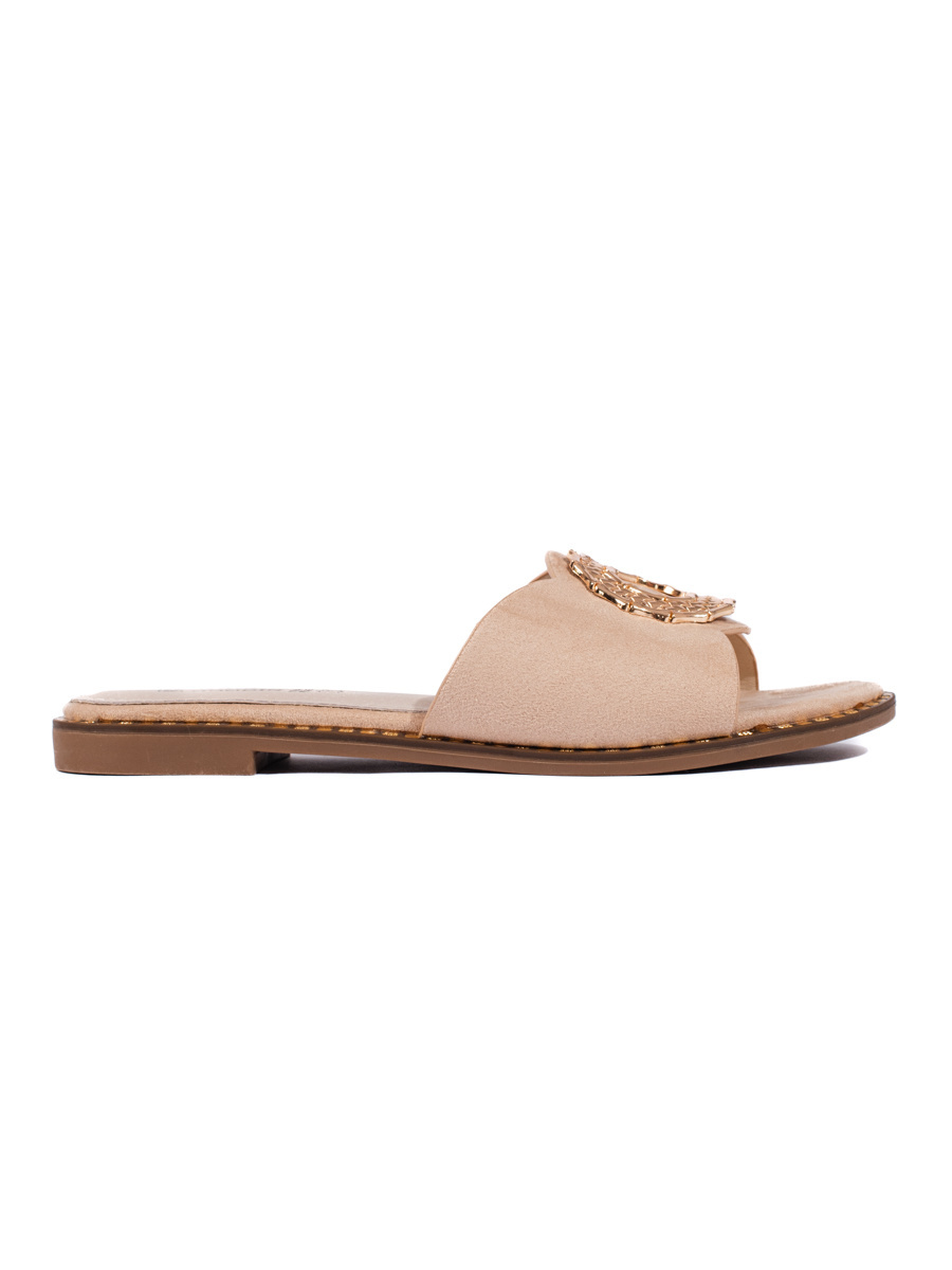 Beige Suede Slip-On Sandals