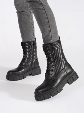 Quilted Black Ankle Boots