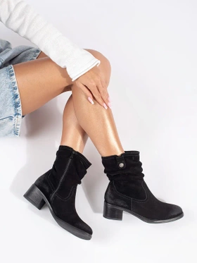 Sergio Leone Black Leather Western Ankle Boots