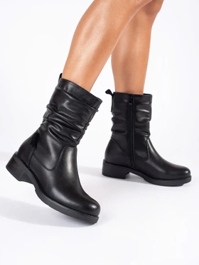 Black Leather Ankle Boots with Low Heel by Sergio Leone