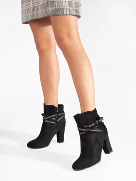 Black Suede Block Heel Booties