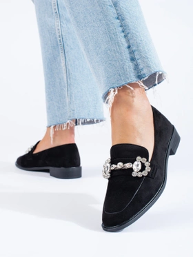 Chic Black Suede Loafers with Buckle