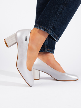 Sergio Leone Silver Block-Heeled Pumps